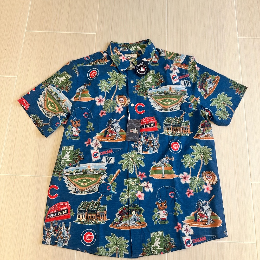 Reyn Spooner Blue Baseball Themed Shirt